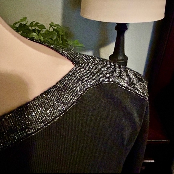 ALYX Dress Large Metallic Trim Shift Dress Black Silver Workwear - Picture 5 of 7